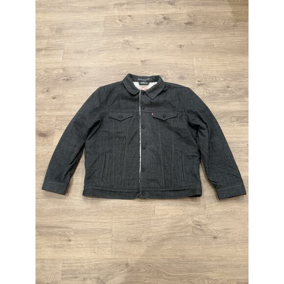 Levis x Outerknown Sherpa Trucker Jacket Mens 2XL Gray Outdoor Snap Button Camp - Picture 1 of 12
